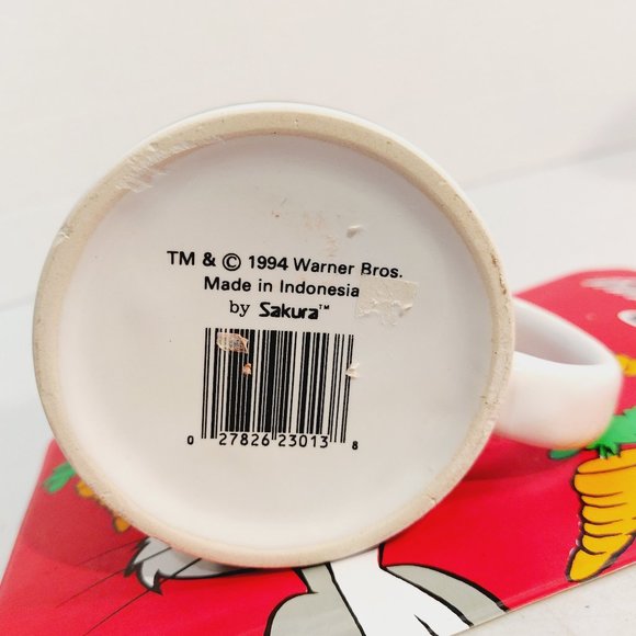 Vtg 1994 Looney Tunes Bugs Bunny Baseball Mug with Personal-size Mat Warner Bros - Picture 4 of 5